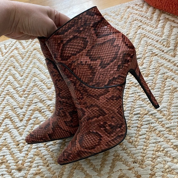 Shoes - Stiletto boots snakeskin print, NWOT